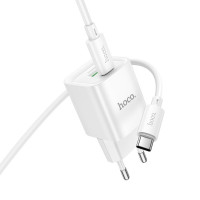 Мережевий зарядний пристрій HOCO C147A Charm PD20W+QC3.0 charger set (C to C)(EU) White (Цвет 7068) - фото № 4