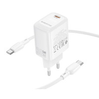 Мережевий зарядний пристрій BOROFONE BN28 Fuente single port PD30W charger set (C to C) (EU) White (Цвет Білий) - фото № 6