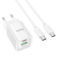 Мережевий зарядний пристрій HOCO C149A Charm PD30W+QC3.0 charger set (C to C)(EU) White (Цвет Білий) - фото № 3