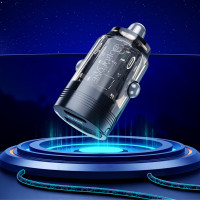 Автомобільний зарядний пристрій BOROFONE BZ29A Talented PD36W+QC3.0 car charger set(Type-C to Type-C) Black (Цвет Черный) - фото № 4
