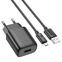 Мережевий зарядний пристрій HOCO C134A Solid single-port charger set (Micro) (EU) Black