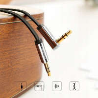 Аудіокабель UGREEN AV119 3.5mm Male to 3.5mm Male Straight to angle flat Cable 1m (Black)(UGR-10597) (Колір 7073) - фото № 7