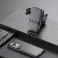 Автотримач для телефона з БЗП Baseus Wisdom Auto Alignment 15W Black (Цвет Черный) - фото № 5