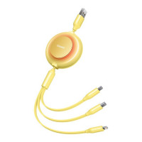 Кабель Baseus Bright Mirror 2 Series Retractable 3-in-1 Fast Charging  Data Cable USB to M+L+C 3.5A 1.1m yellow (Цвет Желтый) - фото № 3