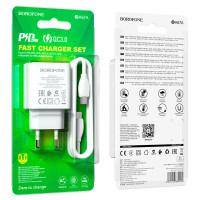 Мережевий зарядний пристрій BOROFONE BA67A PD20W+QC3.0 charger set(Type-C to Type-C) White (Цвет 7068) - фото № 6