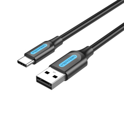 Кабель Vention USB 2.0 A Male to C Male 3A Cable 1M Black (COKBF) - зображення 1