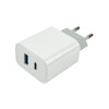 Мережевий зарядний пристрий Mibrand MI-33 GaN 30W Дорожное зарядное устройство USB-A + USB-C Белый (MIWC/33UCW)