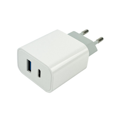 Мережевий зарядний пристрий Mibrand MI-33 GaN 30W Дорожное зарядное устройство USB-A + USB-C Белый (MIWC/33UCW) - изображение 1