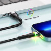 Кабель Essager Colorful LED USB Cable Fast Charging 2.4A USB-A to Lightning 1m black (EXCL-XCD01) (EXCL-XCD01) - зображення 7