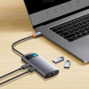 USB-хаб Baseus Metal Gleam Series 4-in-1 Multifunctional Type-C HUB Docking Station Gray （Type-C to USB3.0*3+RJ45*1） (Gray)- № 4