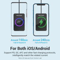 Бездротовий зарядний пристрій Vention Wireless Charger 15W Ultra-thin Mirrored Surface Type 0.05M Black (Цвет Черный) - фото № 7