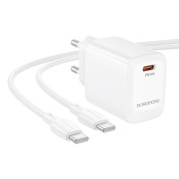Мережевий зарядний пристрій BOROFONE BN28 Fuente single port PD30W charger set (C to C) (EU) White (Цвет Білий) - фото № 2
