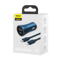 Автомобільний зарядний пристрій Baseus Golden Contactor Pro Dual Fast Charger Car Charger C+C 40W Blue  - фото № 2