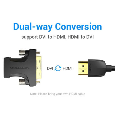 Адаптер Vention HDMI Female to DVI (24+1) Male Adapter Black (AILB0) - зображення 3