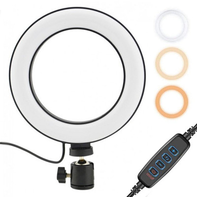 Кільцева світлодіодна LED лампа 16 см з тримачем для телефону + пульт - зображення 2