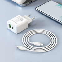 Мережевий зарядний пристрій BOROFONE BA67A PD20W+QC3.0 charger set(Type-C to Type-C) White (Цвет 7068) - фото № 4