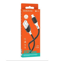 Кабель BOROFONE BX79 USB to Micro 2.4A, 1m, silicone, silicone connectors, Black (Колір 7073) - фото № 2