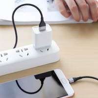 Кабель BOROFONE BU11 USB to Micro 2.4A, 1.2m, nylon, aluminum connectors, Black (Колір 7073) - фото № 4