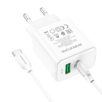 Мережевий зарядний пристрій BOROFONE BA67A PD20W+QC3.0 charger set(Type-C to Type-C) White (Цвет 7068) - фото № 2