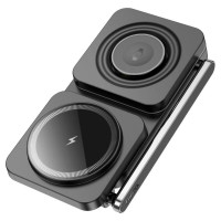 Бездротовий зарядний пристрій HOCO CQ10 Consuelo folding 3-in-1 wireless fast charger Black (Цвет 7073) - фото № 3