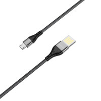 Кабель BOROFONE BU11 USB to Micro 2.4A, 1.2m, nylon, aluminum connectors, Black (Колір 7073) - фото № 3