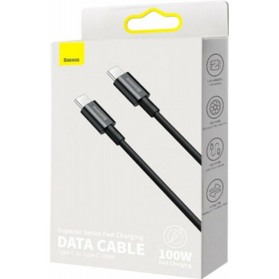 Кабель Baseus Superior Series Fast Charging Data Cable Type-C to Type-C 100W 2m Black (CATYS-C01) - зображення 3