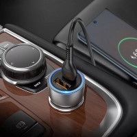 Автомобільний зарядний пристрій HOCO NZ8 Sprinter 43W dual port PD25W+QC3.0 car charger set(C to iP) Brown (Колір Коричневый) - фото № 3