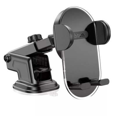 Тримач для мобільного HOCO H3 Shiny press type car holder(center console) Black (6931474790231) - зображення 3