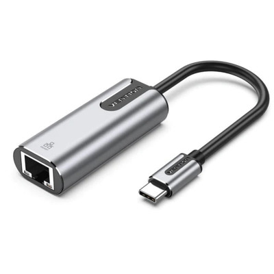 Адаптер Vention USB-C to Gigabit Ethernet Adapter 0.15M Grey Aluminium Alloy Type (CFNHB) - зображення 1