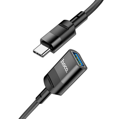 Кабель HOCO U107 Type-C Male to USB Female USB3.0 3A, 1,2м, нейлон, алюминиевые разъемы, Черный - изображение 1