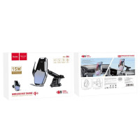 Автотримач для телефона з БЗП HOCO S14 Surpass automatic induction wireless charging car holder Silver (Колір Серебристый) - фото № 7