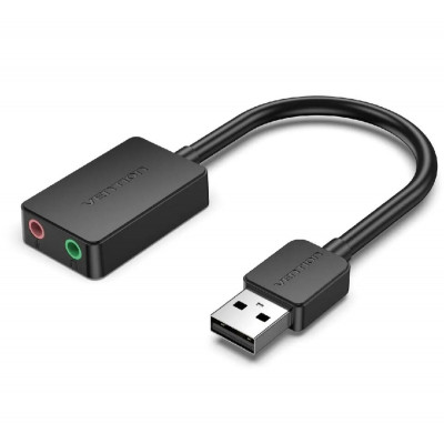Адаптер Vention 2-port USB External Sound Card 0.15M Black (CDYB0) - зображення 1
