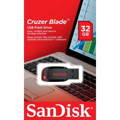 Flash SanDisk USB 2.0 Cruzer Blade 32Gb Black/Red (SDCZ50-032G-B35) - изображение 1