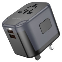 Мережевий зарядний пристрій BOROFONE BAC13 Leader 3-port PD20W(1C2A) universal conversion charger Black (Цвет 7073) - фото № 3