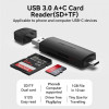 Картрідер Vention 2-in-1 USB 3.0 A+C Card Reader(SD+TF) Black Dual Drive Letter (CLKB0) - изображение 2