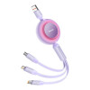 Кабель Baseus Bright Mirror 2 Series Retractable 3-in-1 Fast Charging  Data Cable USB to M+L+C 66W 1.1m Purple (Фиолетовый)- № 3