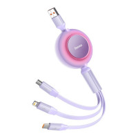 Кабель Baseus Bright Mirror 2 Series Retractable 3-in-1 Fast Charging  Data Cable USB to M+L+C 66W 1.1m Purple (Колір Фиолетовый) - фото № 3