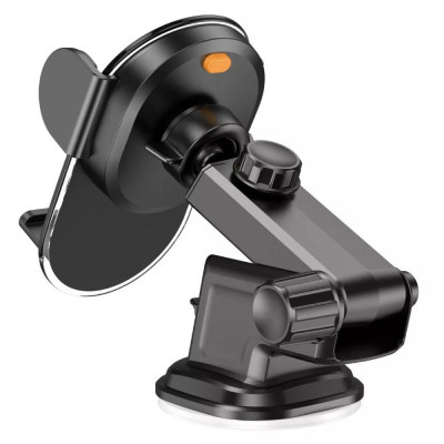 Тримач для мобільного HOCO H3 Shiny press type car holder(center console) Black (6931474790231) - изображение 2