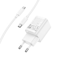 Мережевий зарядний пристрій HOCO C149A Charm PD30W+QC3.0 charger set (C to C)(EU) White (Цвет Білий) - фото № 6