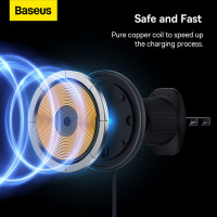 Автотримач для телефона з БЗП Baseus CW01 Magnetic Wireless Charging Car Mount Air Vent Version 15W Cluster Black (Колір Cluster Black) - фото № 7