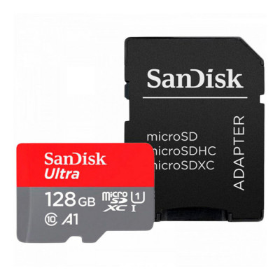 microSDXC (UHS-1) SanDisk Ultra 128Gb class 10 A1 (140Mb/s) (adapter) (SDSQUAB-128G-GN6MA) - изображение 1