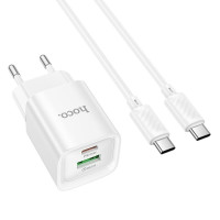 Мережевий зарядний пристрій HOCO C147A Charm PD20W+QC3.0 charger set (C to C)(EU) White (Цвет 7068) - фото № 3
