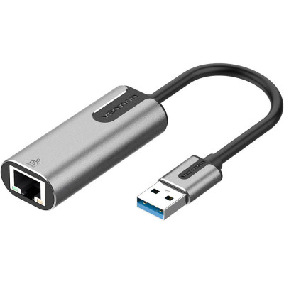 Адаптер Vention USB 3.0-A к адаптеру Gigabit Ethernet, серый, 0,15 м, тип алюминиевого сплава (CEWHB) - изображение 1