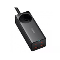Мережевий зарядний пристрій Baseus GaN3 Pro Desktop Powerstrip AC+2U+2C 100W EU Black (With Mini White Cable Type-C to Type-C 100W(20V/5A) 1m Black） (Колір Черный) - фото № 2