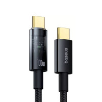 Кабель Baseus Explorer Charging Cable USB-C to USB-C 100W with Auto Shutdown  1m Cluster Black (Цвет Черный) - фото № 3