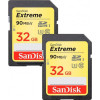 SDHC (UHS-1 U3) SanDisk Extreme 32Gb class 10 (90Mb/s, 600x) Twin Pack