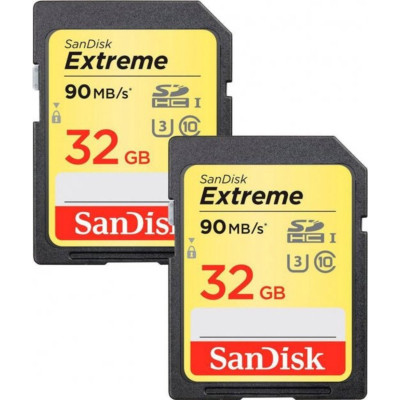 SDHC (UHS-1 U3) SanDisk Extreme 32Gb class 10 (90Mb/s, 600x) Twin Pack - изображение 1