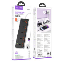 Мережевий подовжувач HOCO AC14A Rico 5-position socket(PD30W/1C3A) Black (Цвет 7073) - фото № 5