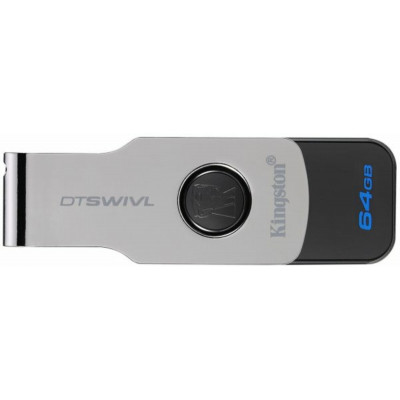 Flash Kingston USB 3.0 DT Swivel Design 64GB Metal/Black - зображення 2
