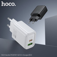 Мережевий зарядний пристрій HOCO N63 Gentle PD30W+QC3.0 charger (EU) Black (Цвет 7073) - фото № 4